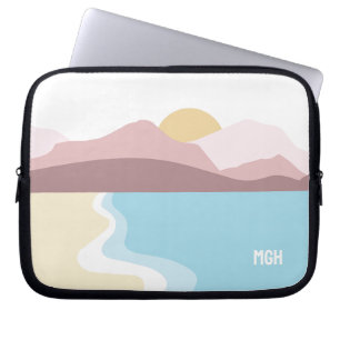 Aangepaste monogram natuurillustratie laptop sleeve
