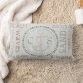 Aangepaste monogram Nautical Beach Lumbar Pillow Kussen (Deken)