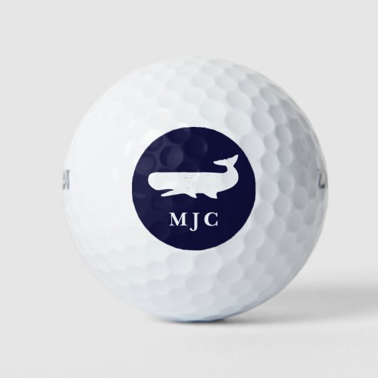 Aangepaste monogram Nautical Navy Blue Classic Golfballen (Voorkant)