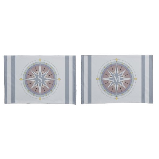 Aangepaste monogram Nautical Style Kussenslopen, R Kussensloop (Voorkant-Set)