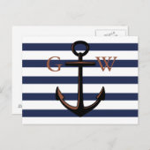 Aangepaste monogram Nautisch Anker en Lijn Briefkaart (Voorkant / Achterkant)