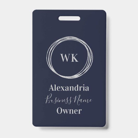 Aangepaste Monogram Navy Gold Naam van de werkneme Badge (Voorzijde)