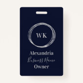 Aangepaste Monogram Navy Gold Naam van de werkneme Badge (Voorkant)