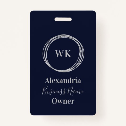 Aangepaste Monogram Navy Gold Naam van de werkneme Badge (Voorkant)