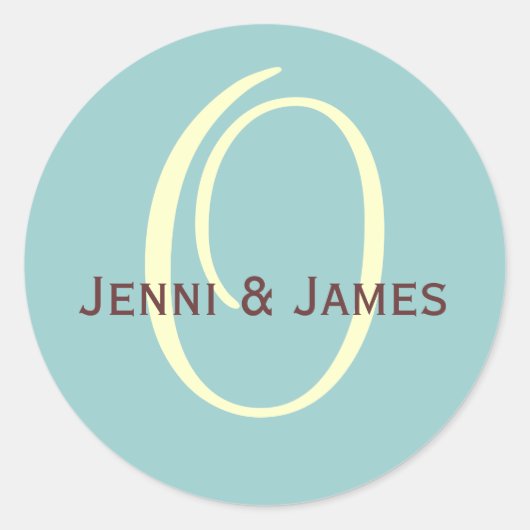 Aangepaste Monogram O bruiloft gunst & envelop Sti Ronde Sticker (Voorkant)