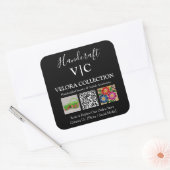Aangepaste Monogram of Logo QR Foto Vierkante Stic Sticker (Envelop)