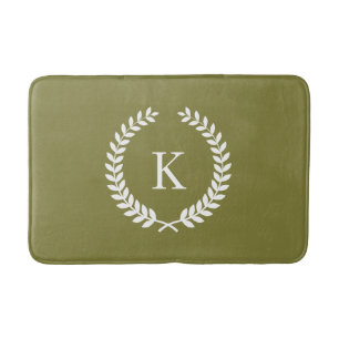 Aangepaste monogram Olive Green en White Badmat