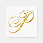 Aangepaste Monogram P Faux Gold Folie Monogrammen Servetten (Voorkant)