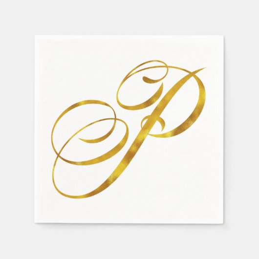 Aangepaste Monogram P Faux Gold Folie Monogrammen Servetten (Voorkant)