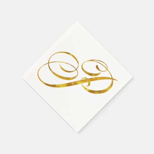 Aangepaste Monogram P Faux Gold Folie Monogrammen  Servetten (Hoek)