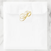Aangepaste Monogram P Faux Gold Folie Monogrammen Vierkante Sticker (Tas)