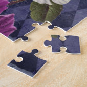 Aangepaste Monogram Paarse Bloemen Legpuzzel (Zijkant)