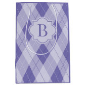Aangepaste monogram Paarse Lila Argyle Medium Cadeauzakje (Voorkant)