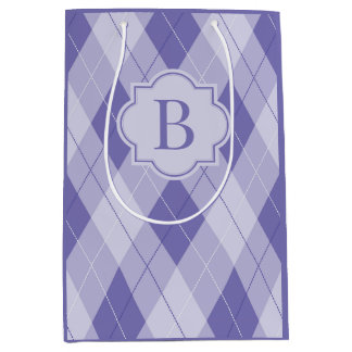 Aangepaste monogram Paarse Lila Argyle Medium Cadeauzakje