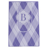 Aangepaste monogram Paarse Lila Argyle Medium Cadeauzakje (Achterkant)