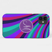 Aangepaste monogram Paarse roze Aqua regenboogstri Case-Mate iPhone Case (Achterkant (horizontaal))