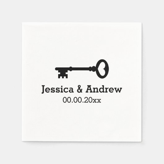 Aangepaste monogram partij servetten met  sleutel (Voorkant)