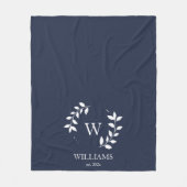 Aangepaste monogram Pas getrouwd blauw Initiaal Fleece Deken (Voorkant)