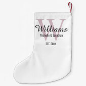 Aangepaste monogram Pas getrouwd Blush roze Kleine Kerstsok (Achterkant)