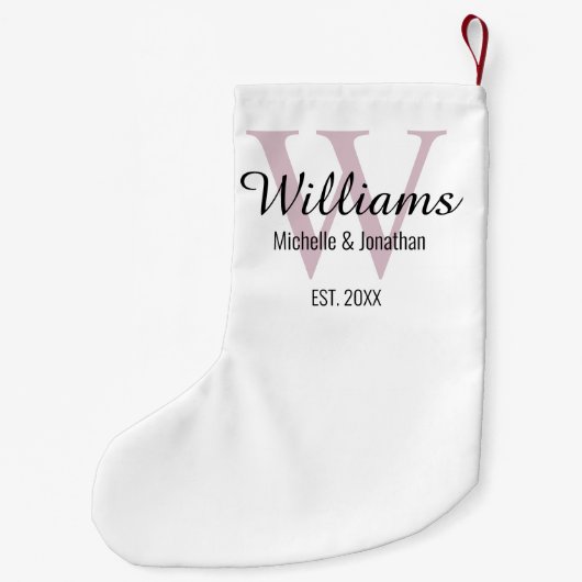 Aangepaste monogram Pas getrouwd Blush roze Kleine Kerstsok (Achterkant)