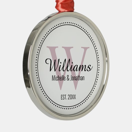 Aangepaste monogram Pas getrouwd Blush roze Metalen Ornament (Rechts)