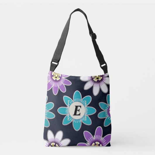 Aangepaste Monogram Passie Bloem Crossbody Tas (Voorkant)