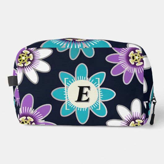 Aangepaste Monogram Passiebloem Bloemen Toilettas Toilettasje (Voorkant)