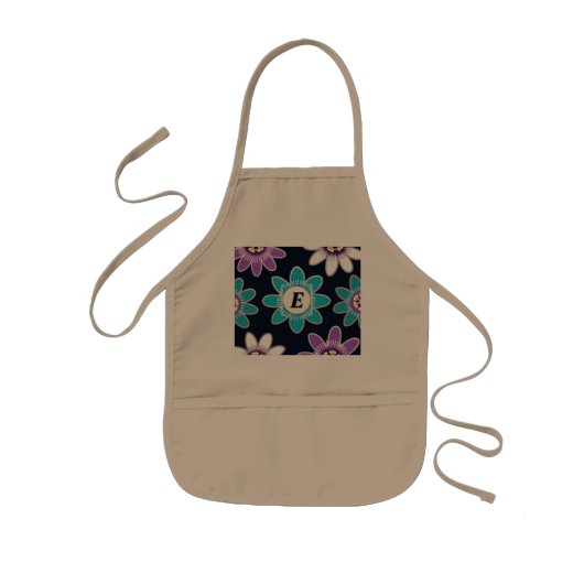 Aangepaste Monogram Passiebloem Kinderen Schort (Voorkant)