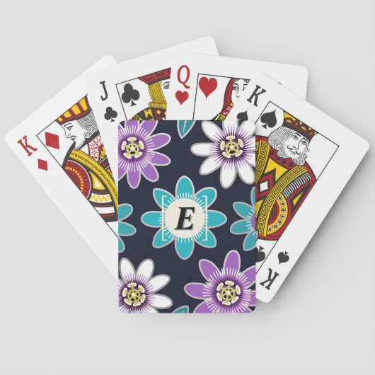 Aangepaste Monogram Passion Flower Poker Kaarten (Achterkant)