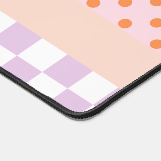 Aangepaste Monogram Pastel Polka Dot Lila Check Ca Bureaumat (Hoek)