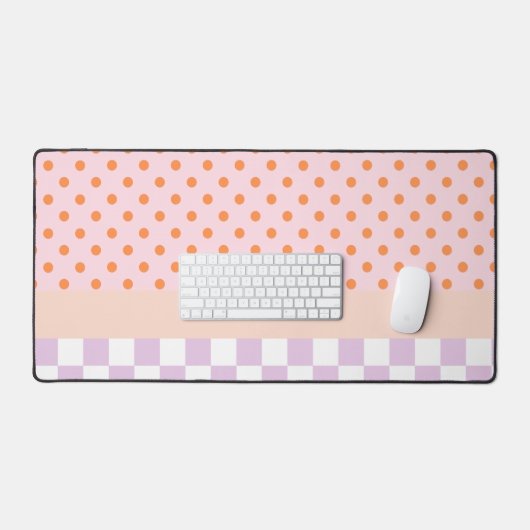 Aangepaste Monogram Pastel Polka Dot Lila Check Ca Bureaumat (Keyboard & Muis)