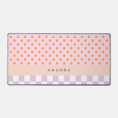 Aangepaste Monogram Pastel Polka Dot Lila Check Ca Bureaumat (Voorkant)