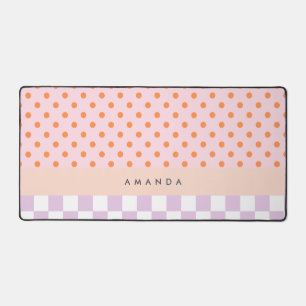 Aangepaste Monogram Pastel Polka Dot Lila Check Ca Bureaumat