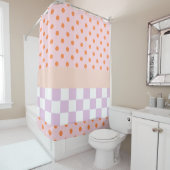 Aangepaste Monogram Pastel Polka Dot Lila Check Ca Douchegordijn (In situ)