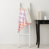Aangepaste Monogram Pastel Polka Dot Lila Check Ca Sherpa Deken (In situ)