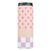 Aangepaste Monogram Pastel Polka Dot Lila Check Ca Thermosbeker (Achterkant)