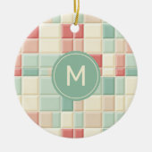 Aangepaste Monogram Pastels Patroon Faux keramisch Ornament (Voorkant)