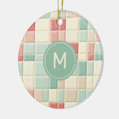 Aangepaste Monogram Pastels Patroon Faux keramisch Ornament (Links)