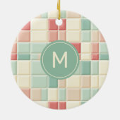 Aangepaste Monogram Pastels Patroon Faux keramisch Ornament (Achterkant)