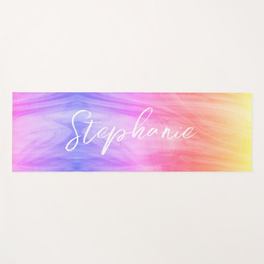 Aangepaste monogram pastlepregenboog yogamat (Voorkant (horizontaal))