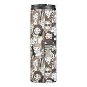 Aangepaste monogram patroonmonogram Hipster Patroo Thermosbeker (Achterkant)