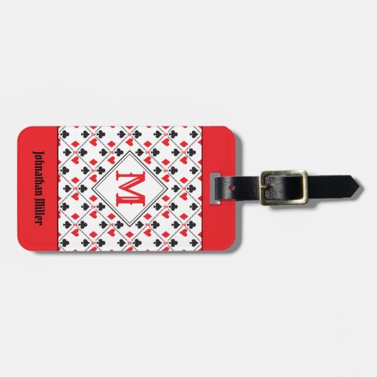 Aangepaste monogram poker-spelkaart bagagelabel (Voorkant horizontaal)