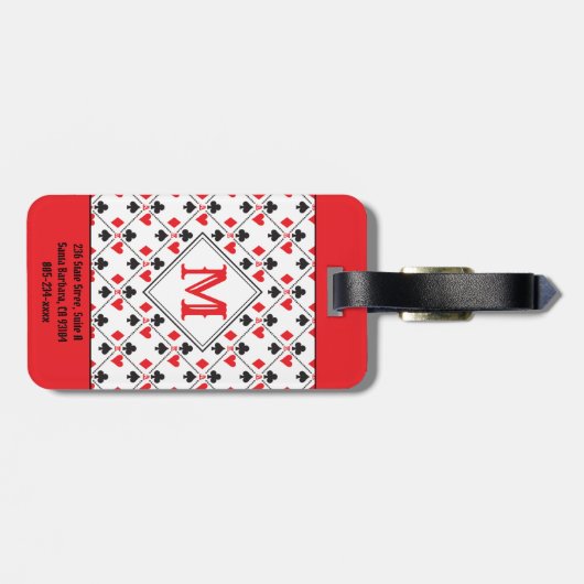 Aangepaste monogram poker-spelkaart bagagelabel (Achterkant horizontaal)