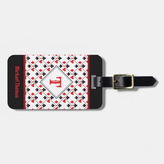 Aangepaste monogram poker-spelkaart bagagelabel (Voorkant horizontaal)