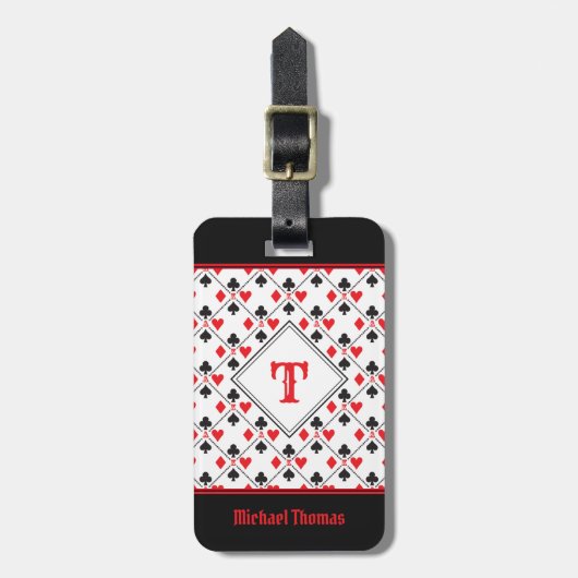 Aangepaste monogram poker-spelkaart bagagelabel (Voorkant verticaal)