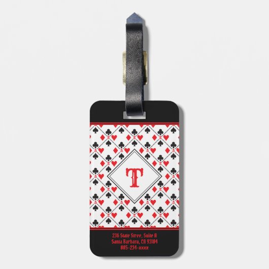 Aangepaste monogram poker-spelkaart bagagelabel (Achterkant verticaal)