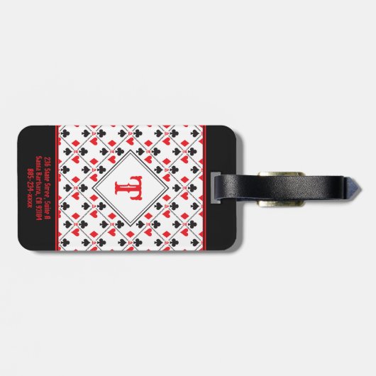Aangepaste monogram poker-spelkaart bagagelabel (Achterkant horizontaal)