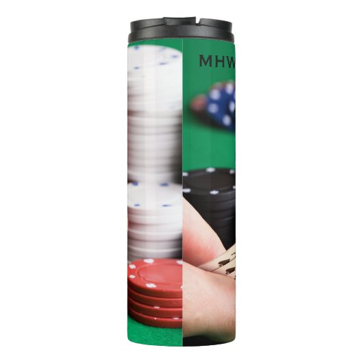 Aangepaste monogram POKER-tumbler Thermosbeker (Achterkant)