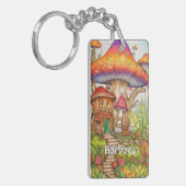 Aangepaste Monogram Psychedelic Mushroom Art Sleutelhanger (Voorkant Links)