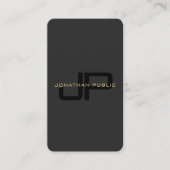 Aangepaste monogram QR-code Sjabloon zwart en goud Visitekaartje (Voorkant)